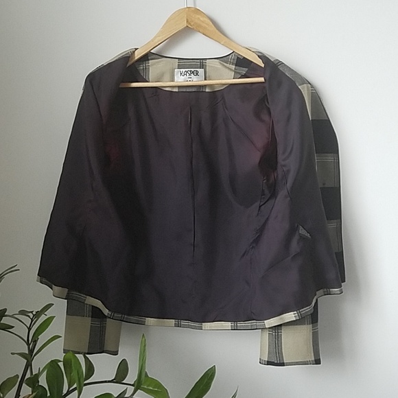 SOLD*** 1980s Navy & Tan Large Check Plaid Blazer - Picture 8 of 8